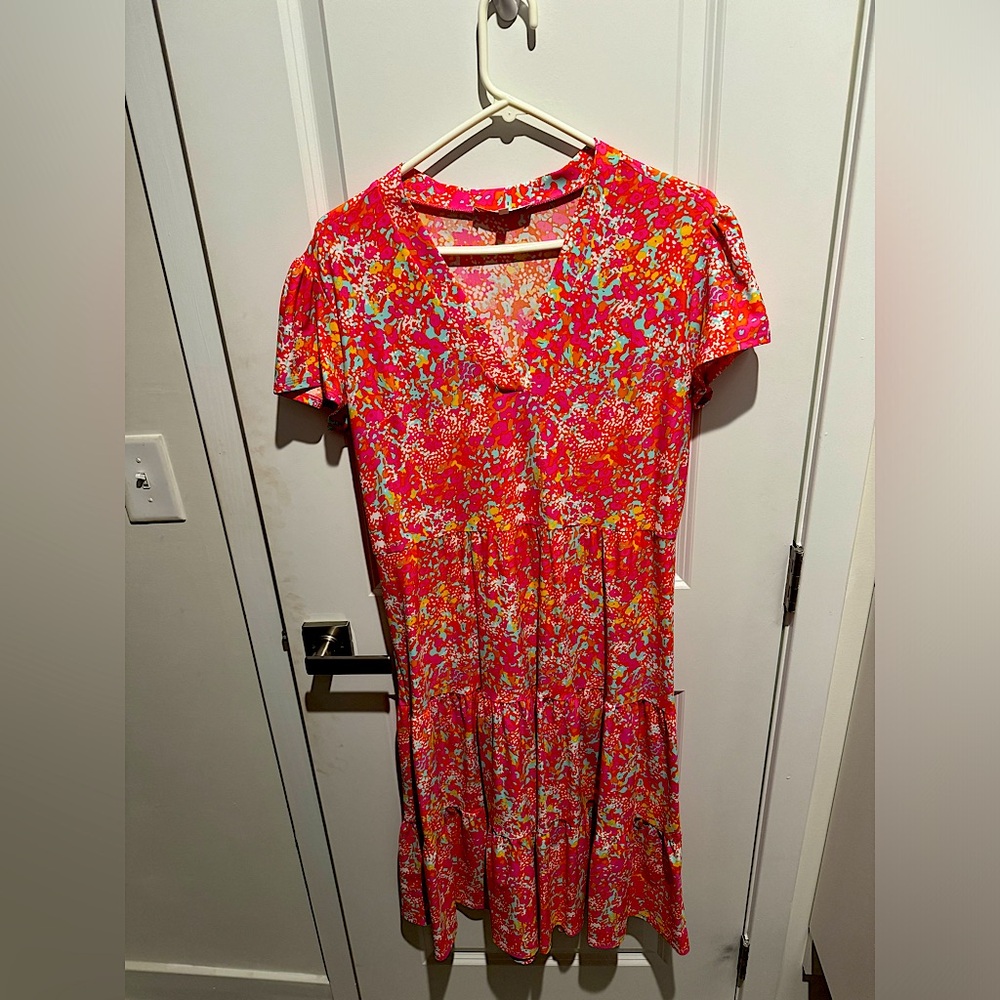 Jude Connally dress, large. Multicolored. Hits mid-calf.